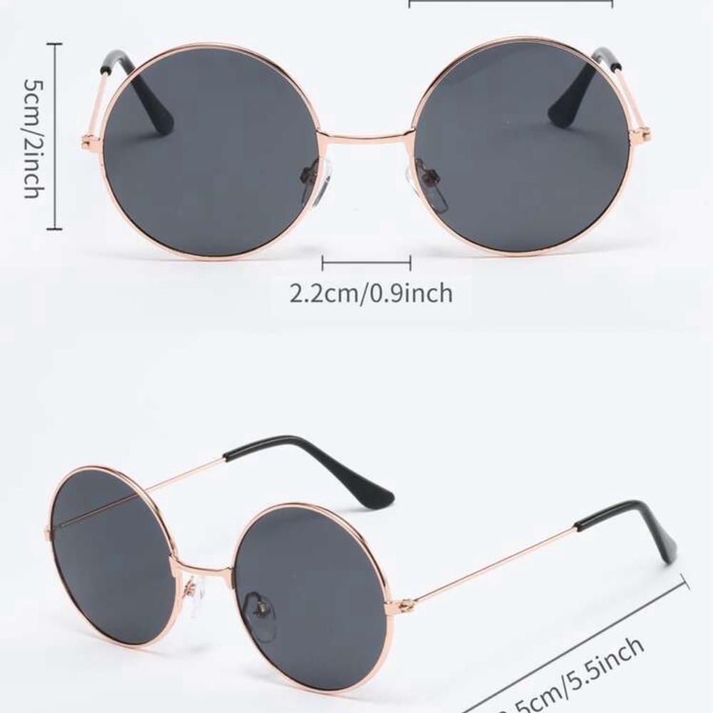 [2 Pairs] 3/$22🩶 Round & Heart Fashion Sunglasses Eyeglasses Black Women Gold - Picture 5 of 14
